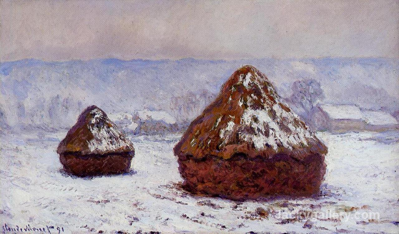 Grainstacks, Snow Effect- by Claude Monet paintings reproduction - Click Image to Close